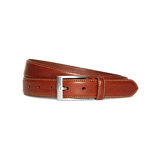 Contrast Stitch Pebble Leather Belt - Cognac
